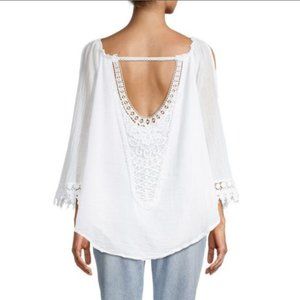 NWT SAKS FIFTH AVENUE lace white top size L